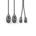 Nedis Balansert lydkabel | 2x XLR 3-Pin Hun | 2x RCA Han | Nikkel belagt | 1.50 m | Rund | PVC | Mørk Grå | Pappetui Nedis Balansert lydkabel | 2x XLR 3-Pin Hun | 2x RCA Han | Nikkel belagt | 1.50 m | Rund | PVC | Mørk Grå | Pappetui