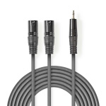 Nedis Balansert lydkabel | 2x XLR 3-Pin Han | 3.5 mm Han | Nikkel belagt | 1.50 m | Rund | PVC | Mørk Grå | Pappetui Nedis Balansert lydkabel | 2x XLR 3-Pin Han | 3.5 mm Han | Nikkel belagt | 1.50 m | Rund | PVC | Mørk Grå | Pappetui