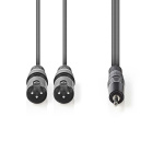 Nedis Balansert lydkabel | 2x XLR 3-Pin Han | 3.5 mm Han | Nikkel belagt | 1.50 m | Rund | PVC | Mørk Grå | Pappetui Nedis Balansert lydkabel | 2x XLR 3-Pin Han | 3.5 mm Han | Nikkel belagt | 1.50 m | Rund | PVC | Mørk Grå | Pappetui