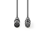 Nedis DMX Adapter Cable | XLR 3-Pin Han | XLR 3-Pin Hun | Nikkel belagt | 1.00 m | Rund | PVC | Mørk Grå | Pappetui