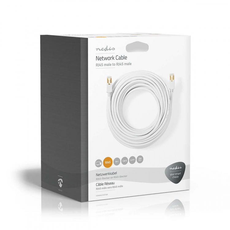 Nedis CAT6 Nettverkskabel | RJ45 Han | RJ45 Han | S/FTP | 30.0 m | Rund | LSZH / PVC | Hvit | Vindus boks