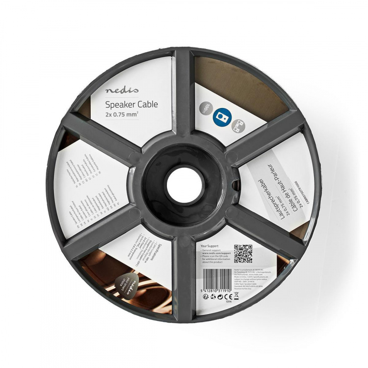 Nedis Speaker Cable | 2 x 0.75 mm² | Kobber | 100.0 m | Rund | PVC | Gjennomsiktig | Rull