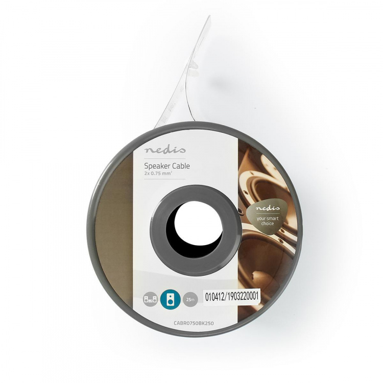 Nedis Speaker Cable | 2x 0.75 mm² | Kobber | 25.0 m | Rund | PVC | Rød / Sort | Rull