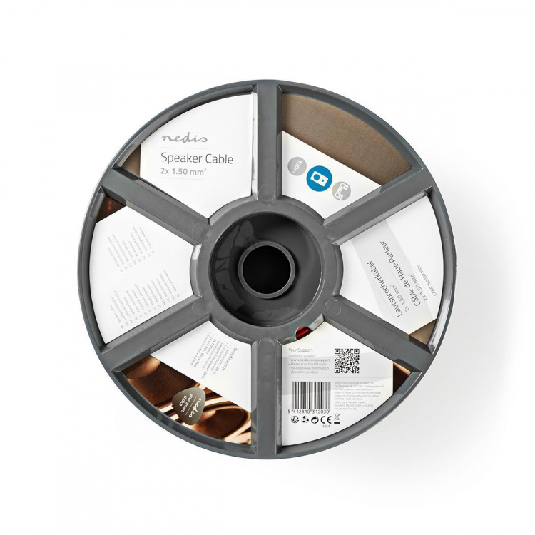 Nedis Speaker Cable | 2 x 1.50 mm² | Kobber | 100.0 m | Rund | PVC | Rød / Sort | Rull Nedis Speaker Cable | 2 x 1.50 mm² | Kobber | 100.0 m | Rund | PVC | Rød / Sort | Rull