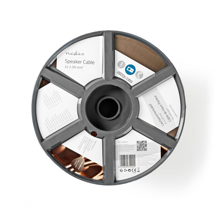 Nedis Speaker Cable | 2 x 2.50 mm² | Kobber | 100.0 m | Rund | PVC | Gjennomsiktig | Rull