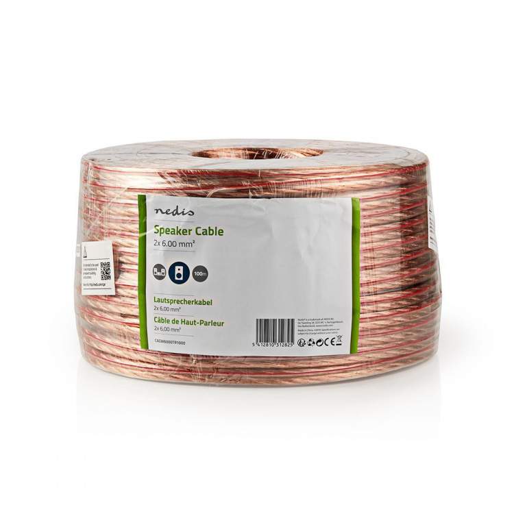 Nedis Speaker Cable | 2 x 6.00 mm² | CCA | 100.0 m | Rund | PVC | Gjennomsiktig | Pakk Inn