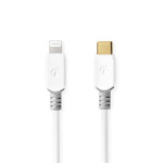 Nedis Lightning Kabel | USB 2.0 | Apple Lightning 8-Pinners | USB-C™ Hann | 480 Mbps | Gull belagt | 1.00 m | Rund | PVC | Hvit | Boks