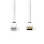 Nedis Lightning Kabel | USB 2.0 | Apple Lightning 8-Pinners | USB-C™ Hann | 480 Mbps | Gull belagt | 2.00 m | Rund | PVC | Hvit | Vindus boks