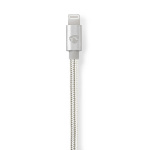 Nedis Lightning Kabel | USB 2.0 | Apple Lightning 8-Pinners | USB-C™ Hann | 480 Mbps | Gull belagt | 1.00 m | Rund | Flettet / Nylon | Aluminium / Sølv | Deksel Vindusboks