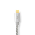 Nedis Lightning Kabel | USB 2.0 | Apple Lightning 8-Pinners | USB-C™ Hann | 480 Mbps | Gull belagt | 1.00 m | Rund | Flettet / Nylon | Aluminium / Sølv | Deksel Vindusboks