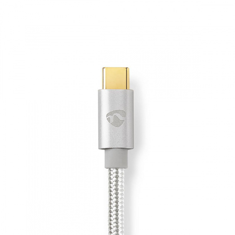 Nedis Lightning Kabel | USB 2.0 | Apple Lightning 8-Pinners | USB-C™ Hann | 480 Mbps | Gull belagt | 1.00 m | Rund | Flettet / Nylon | Aluminium / Sølv | Deksel Vindusboks