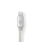 Nedis Lightning Kabel | USB 2.0 | Apple Lightning 8-Pinners | USB-C™ Hann | 480 Mbps | Gull belagt | 1.00 m | Rund | Flettet / Nylon | Aluminium / Sølv | Deksel Vindusboks