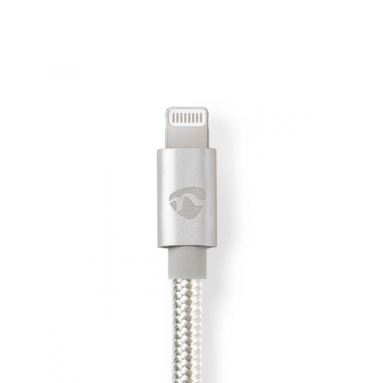 Nedis Lightning Kabel | USB 2.0 | Apple Lightning 8-Pinners | USB-C™ Hann | 480 Mbps | Gull belagt | 1.00 m | Rund | Flettet / Nylon | Aluminium / Sølv | Deksel Vindusboks