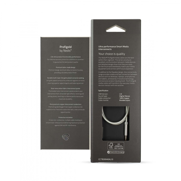 Nedis Lightning Adapter | Apple Lightning 8-Pinners | 3.5 mm Han | Gull belagt | 1.00 m | Rund | Nylon | Deksel Vindusboks