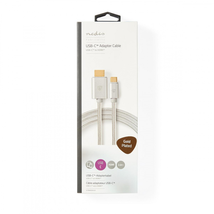 Nedis USB-C™ Adapter | USB 3.2 Gen 1 | USB-C™ Hann | HDMI ™ -kontakt | 4K@60Hz | 18 Gbps | 2.00 m | Rund | Gull belagt | Flettet / Nylon | Aluminium | Deksel Vindusboks Nedis USB-C™ Adapter | USB 3.2 Gen 1 | USB-C™ Hann | HDMI ™ -kontakt | 4K@60Hz | 18 Gbps | 2.00 m | Rund | Gull belagt | Flettet / Nylon | Aluminium | Deksel Vindusboks