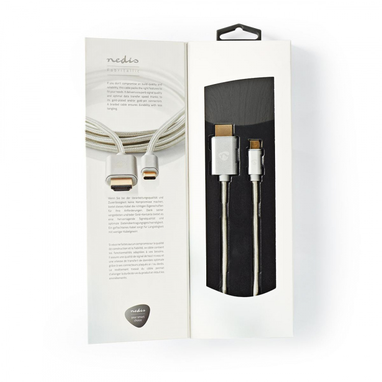 Nedis USB-C™ Adapter | USB 3.2 Gen 1 | USB-C™ Hann | HDMI ™ -kontakt | 4K@60Hz | 18 Gbps | 2.00 m | Rund | Gull belagt | Flettet / Nylon | Aluminium | Deksel Vindusboks Nedis USB-C™ Adapter | USB 3.2 Gen 1 | USB-C™ Hann | HDMI ™ -kontakt | 4K@60Hz | 18 Gbps | 2.00 m | Rund | Gull belagt | Flettet / Nylon | Aluminium | Deksel Vindusboks