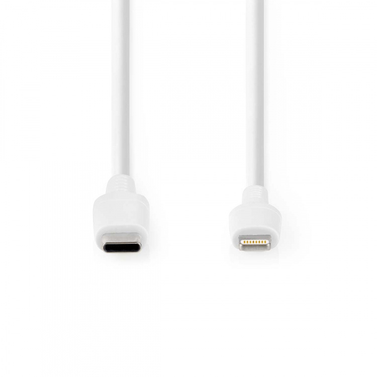 Nedis Lightning Kabel | USB 2.0 | Apple Lightning 8-Pinners | USB-C™ Hann | 480 Mbps | Nikkel belagt | 2.00 m | Rund | PVC | Hvit | Boks