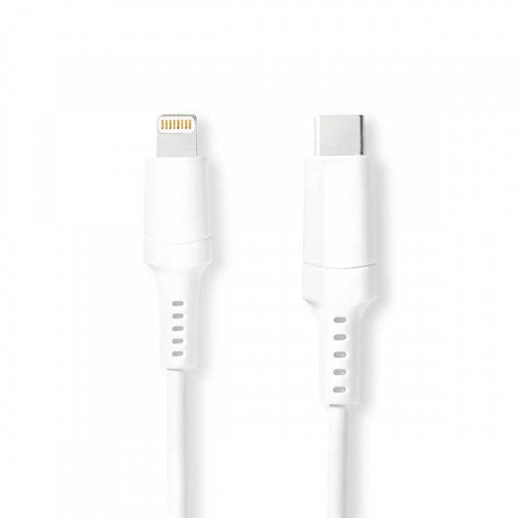 Nedis Lightning Kabel | USB 2.0 | Apple Lightning 8-Pinners | USB-C™ Hann | 480 Mbps | Nikkel belagt | 2.00 m | Rund | PVC | Hvit | Boks