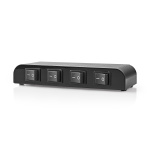 Nedis Speaker kontrollboks | 4-Port port(s) | Terminalskruer | Høyttalerimpedans: 4-16 Ohm | Maksimal Belastning per Kanal: 200 W | Aluminium | Sort