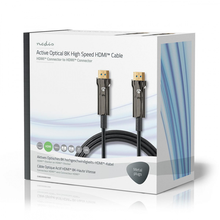 Nedis Aktiv Optical Ultra High Speed ​​HDMI-Kabel med Ethernet | HDMI ™ -kontakt | HDMI ™ -kontakt | 8K@60Hz | 48 Gbps | 100.0 m | Rund | PVC | Sort | Gaveeske