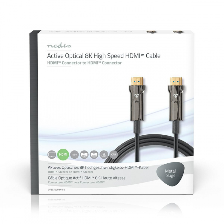 Nedis Aktiv Optical Ultra High Speed HDMI-Kabel med Ethernet | HDMI ™ -kontakt | HDMI ™ -kontakt | 8K@60Hz | 48 Gbps | 15.0 m | Rund | PVC | Sort | Gaveeske Nedis Aktiv Optical Ultra High Speed HDMI-Kabel med Ethernet | HDMI ™ -kontakt | HDMI ™ -kontakt | 8K@60Hz | 48 Gbps | 15.0 m | Rund | PVC | Sort | Gaveeske