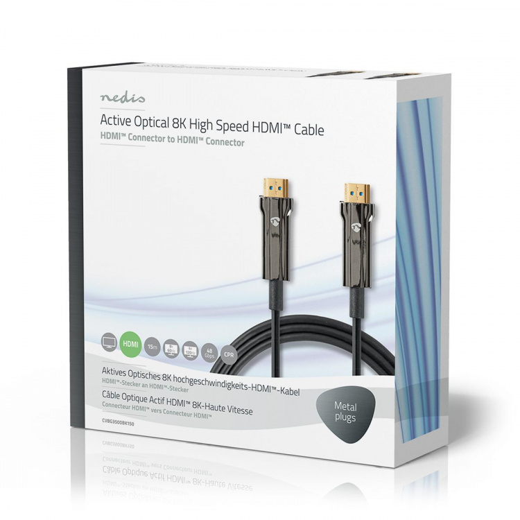 Nedis Aktiv Optical Ultra High Speed HDMI-Kabel med Ethernet | HDMI ™ -kontakt | HDMI ™ -kontakt | 8K@60Hz | 48 Gbps | 15.0 m | Rund | PVC | Sort | Gaveeske Nedis Aktiv Optical Ultra High Speed HDMI-Kabel med Ethernet | HDMI ™ -kontakt | HDMI ™ -kontakt | 8K@60Hz | 48 Gbps | 15.0 m | Rund | PVC | Sort | Gaveeske