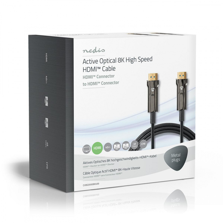 Nedis Aktiv Optical Ultra High Speed HDMI-Kabel med Ethernet | HDMI ™ -kontakt | HDMI ™ -kontakt | 8K@60Hz | 48 Gbps | 40.0 m | Rund | PVC | Sort | Gaveeske Nedis Aktiv Optical Ultra High Speed HDMI-Kabel med Ethernet | HDMI ™ -kontakt | HDMI ™ -kontakt | 8K@60Hz | 48 Gbps | 40.0 m | Rund | PVC | Sort | Gaveeske