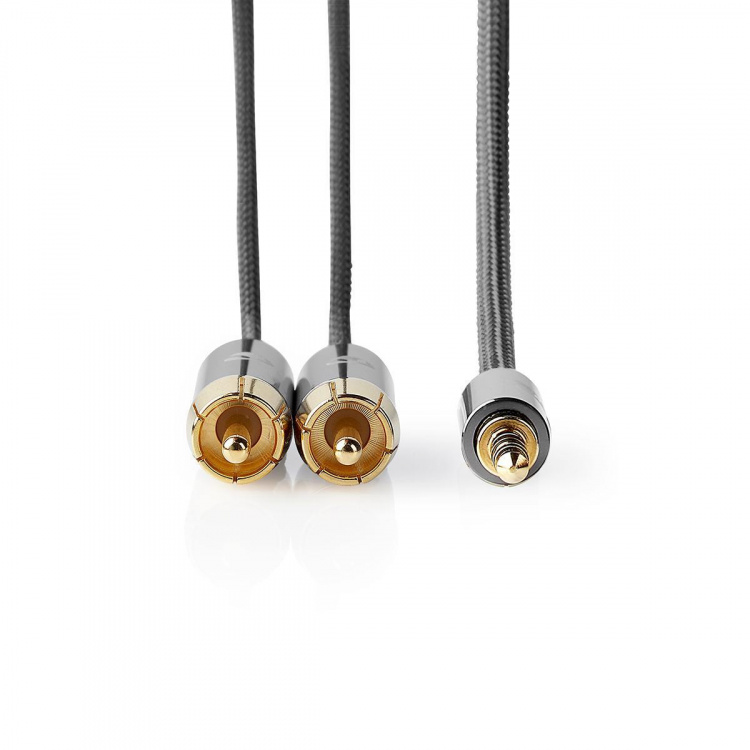 Nedis Stereo lydkabel | 3.5 mm Han | 2x RCA Han | Gull belagt | 1.00 m | Rund | Grå / Gun Metal Grå | Deksel Vindusboks Nedis Stereo lydkabel | 3.5 mm Han | 2x RCA Han | Gull belagt | 1.00 m | Rund | Grå / Gun Metal Grå | Deksel Vindusboks