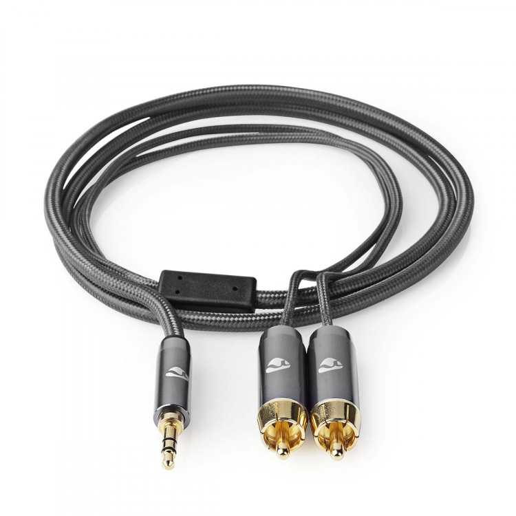 Nedis Stereo lydkabel | 3.5 mm Han | 2x RCA Han | Gull belagt | 1.00 m | Rund | Grå / Gun Metal Grå | Deksel Vindusboks Nedis Stereo lydkabel | 3.5 mm Han | 2x RCA Han | Gull belagt | 1.00 m | Rund | Grå / Gun Metal Grå | Deksel Vindusboks