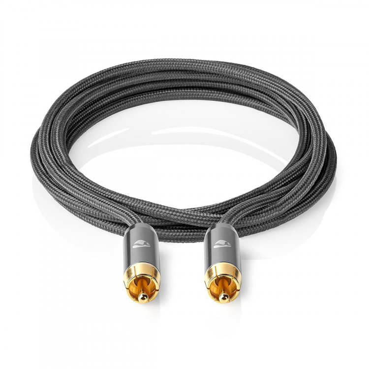 Nedis subwoofer Cable | RCA Han | RCA Han | Gull belagt | 3.00 m | Rund | 4.5 mm | Antrasitt / Gun Metal Grå | Cover boks