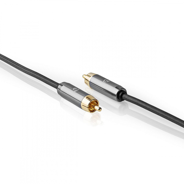 Nedis subwoofer Cable | RCA Han | RCA Han | Gull belagt | 3.00 m | Rund | 4.5 mm | Antrasitt / Gun Metal Grå | Cover boks