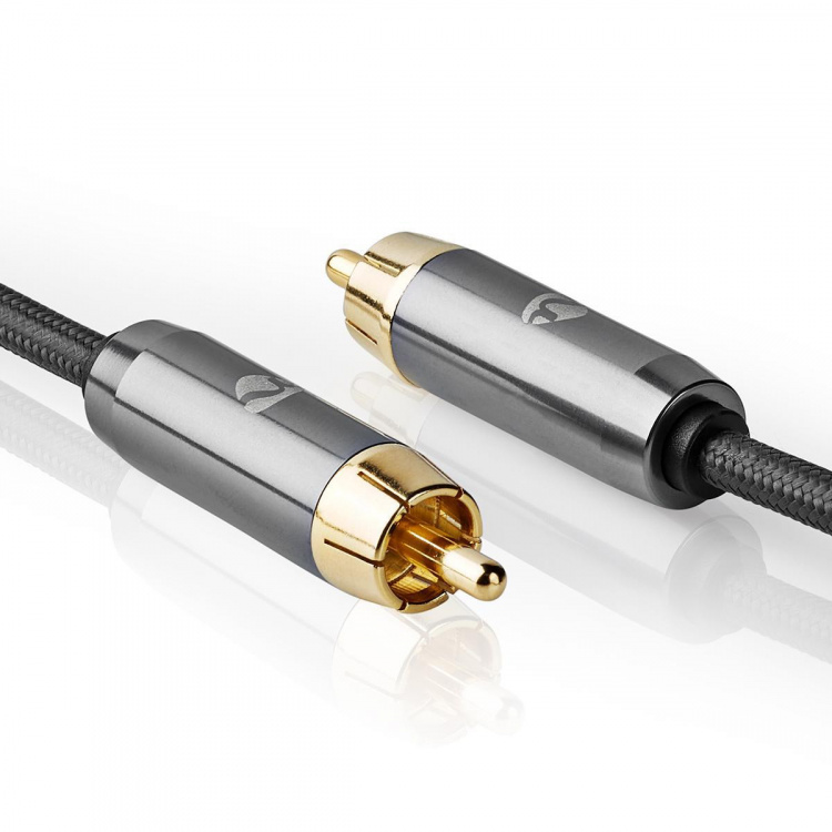 Nedis subwoofer Cable | RCA Han | RCA Han | Gull belagt | 3.00 m | Rund | 4.5 mm | Antrasitt / Gun Metal Grå | Cover boks