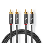 Nedis Stereo lydkabel | 2x RCA Han | 2x RCA Han | Gull belagt | 1.00 m | Rund | Grå / Gun Metal Grå | Deksel Vindusboks Nedis Stereo lydkabel | 2x RCA Han | 2x RCA Han | Gull belagt | 1.00 m | Rund | Grå / Gun Metal Grå | Deksel Vindusboks