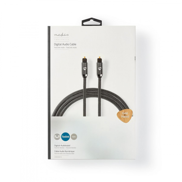 Nedis Optisk lydkabel | TosLink Han | TosLink Han | 1.00 m | Rund | Bomull | Gun Metal Grå | Deksel Vindusboks