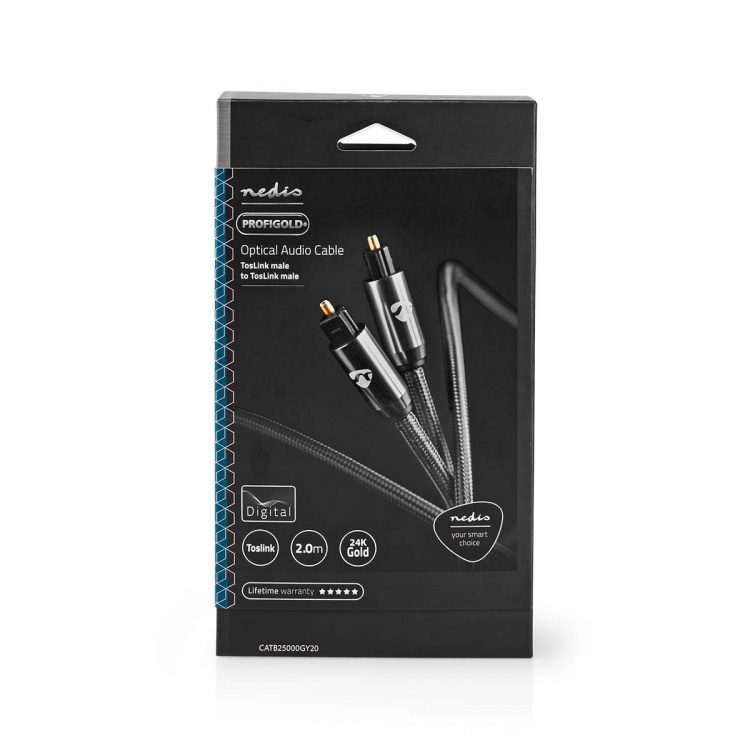 Nedis Optisk lydkabel | TosLink Han | TosLink Han | 2.00 m | Rund | Bomull | Gun Metal Grå | Deksel Vindusboks Nedis Optisk lydkabel | TosLink Han | TosLink Han | 2.00 m | Rund | Bomull | Gun Metal Grå | Deksel Vindusboks