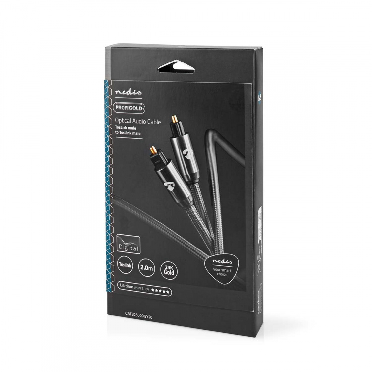 Nedis Optisk lydkabel | TosLink Han | TosLink Han | 2.00 m | Rund | Bomull | Gun Metal Grå | Deksel Vindusboks Nedis Optisk lydkabel | TosLink Han | TosLink Han | 2.00 m | Rund | Bomull | Gun Metal Grå | Deksel Vindusboks