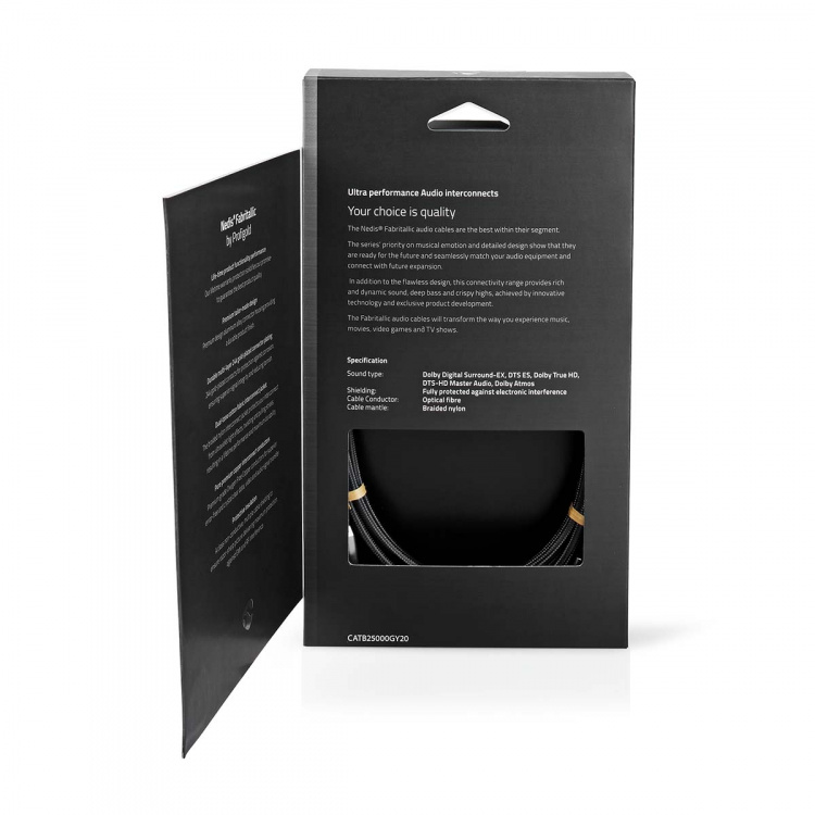 Nedis Optisk lydkabel | TosLink Han | TosLink Han | 2.00 m | Rund | Bomull | Gun Metal Grå | Deksel Vindusboks Nedis Optisk lydkabel | TosLink Han | TosLink Han | 2.00 m | Rund | Bomull | Gun Metal Grå | Deksel Vindusboks