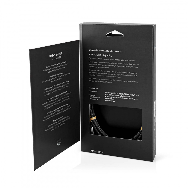 Nedis Optisk lydkabel | TosLink Han | TosLink Han | 2.00 m | Rund | Bomull | Gun Metal Grå | Deksel Vindusboks Nedis Optisk lydkabel | TosLink Han | TosLink Han | 2.00 m | Rund | Bomull | Gun Metal Grå | Deksel Vindusboks