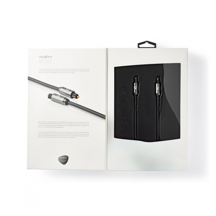 Nedis Optisk lydkabel | TosLink Han | TosLink Han | 3.00 m | Rund | Bomull | Gun Metal Grå | Deksel Vindusboks