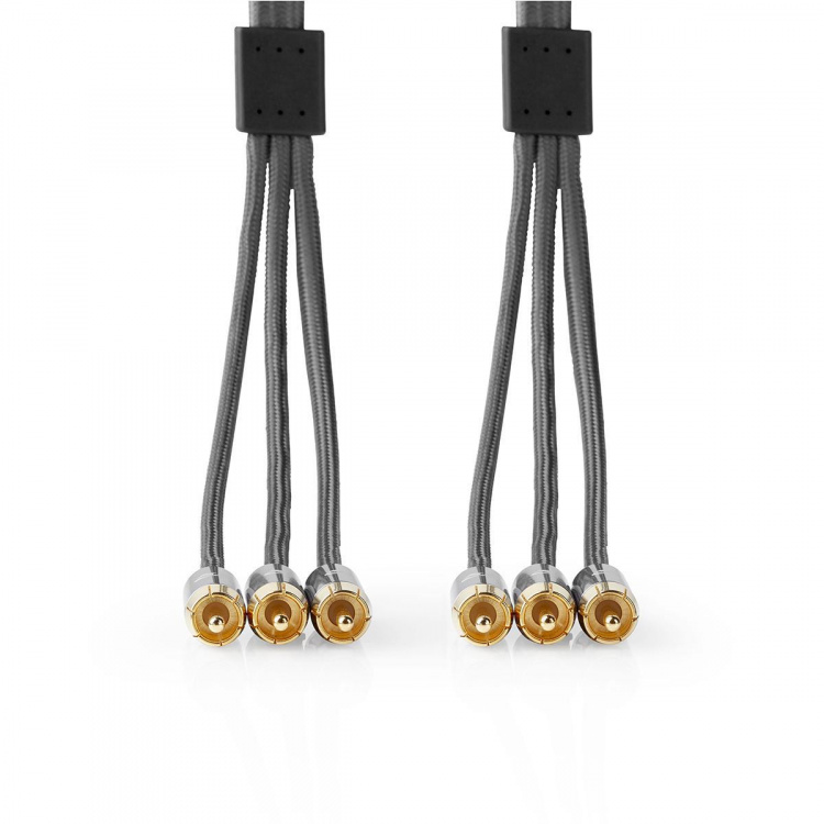 Nedis Kompositt videokabel | 3x RCA Han | 3x RCA Han | Gull belagt | 480p | 2.00 m | Rund | Bomull | Antrasitt / Gun Metal Grå | Deksel Vindusboks