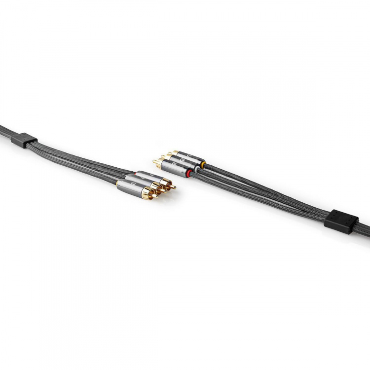 Nedis Kompositt videokabel | 3x RCA Han | 3x RCA Han | Gull belagt | 480p | 2.00 m | Rund | Bomull | Antrasitt / Gun Metal Grå | Deksel Vindusboks