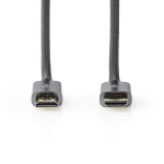 Nedis High Speed ​​HDMI ™ kabel med Ethernet | HDMI ™ -kontakt | HDMI ™ -kontakt | 4K@60Hz | ARC | 18 Gbps | 1.00 m | Rund | Bomull | Gun Metal Grå | Deksel Vindusboks