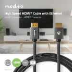 Nedis High Speed ​​HDMI ™ kabel med Ethernet | HDMI ™ -kontakt | HDMI ™ -kontakt | 4K@60Hz | ARC | 18 Gbps | 1.00 m | Rund | Bomull | Gun Metal Grå | Deksel Vindusboks