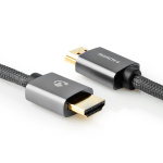 Nedis High Speed HDMI ™ kabel med Ethernet | HDMI ™ -kontakt | HDMI ™ -kontakt | 4K@60Hz | ARC | 18 Gbps | 2.00 m | Rund | Bomull | Gun Metal Grå | Deksel Vindusboks Nedis High Speed HDMI ™ kabel med Ethernet | HDMI ™ -kontakt | HDMI ™ -kontakt | 4K@60Hz | ARC | 18 Gbps | 2.00 m | Rund | Bomull | Gun Metal Grå | Deksel Vindusboks