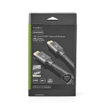 Nedis High Speed HDMI ™ kabel med Ethernet | HDMI ™ -kontakt | HDMI ™ -kontakt | 4K@60Hz | ARC | 18 Gbps | 2.00 m | Rund | Bomull | Gun Metal Grå | Deksel Vindusboks Nedis High Speed HDMI ™ kabel med Ethernet | HDMI ™ -kontakt | HDMI ™ -kontakt | 4K@60Hz | ARC | 18 Gbps | 2.00 m | Rund | Bomull | Gun Metal Grå | Deksel Vindusboks