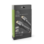 Nedis High Speed ​​HDMI ™ kabel med Ethernet | HDMI ™ -kontakt | HDMI ™ -kontakt | 4K@60Hz | ARC | 18 Gbps | 3.00 m | Rund | Bomull | Gun Metal Grå | Deksel Vindusboks