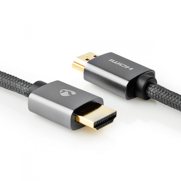 Nedis High Speed ​​HDMI ™ kabel med Ethernet | HDMI ™ -kontakt | HDMI ™ -kontakt | 4K@60Hz | ARC | 18 Gbps | 5.00 m | Rund | Bomull | Gun Metal Grå | Deksel Vindusboks