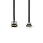 Nedis High Speed ​​HDMI ™ kabel med Ethernet | HDMI ™ -kontakt | HDMI ™ minikontakt | 4K@60Hz | 18 Gbps | 2.00 m | Rund | Bomull | Antrasitt / Gun Metal Grå | Deksel Vindusboks