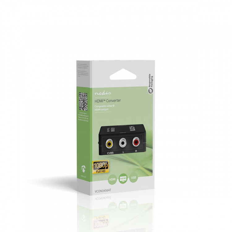 Nedis HDMI ™ Converter | 3x RCA Female | 1x HDMI™ Output | 1-veis | 1080p | 1.65 Gbps | ABS | Antrasitt