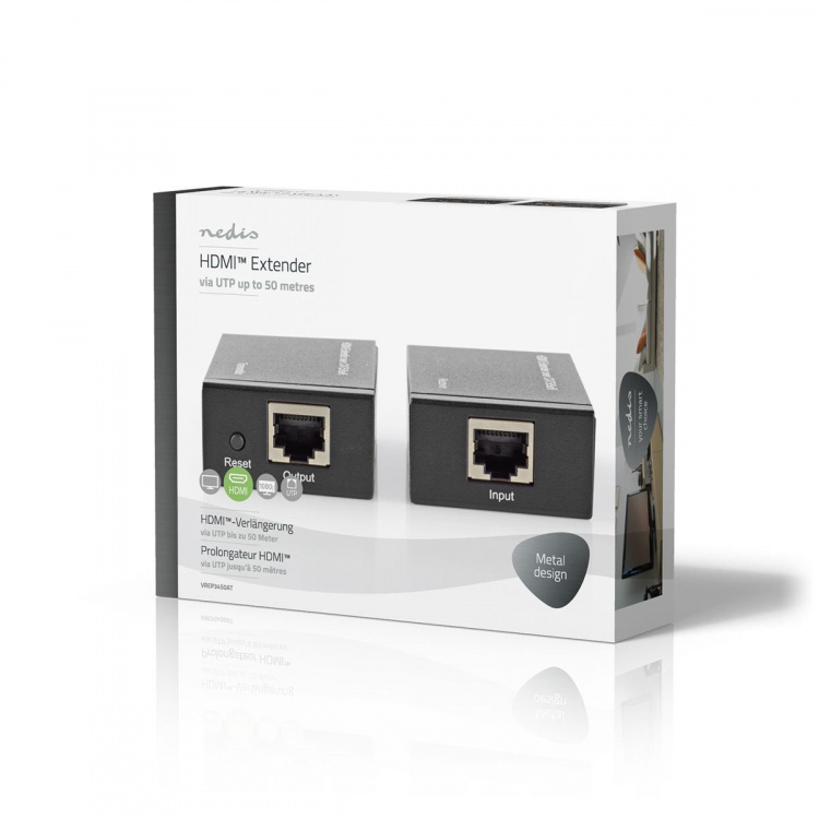 Nedis HDMI ™ Extender | Over Cat6 | Opp til 60.0 m | 1080p | 1.65 Gbps | Metall | Antrasitt